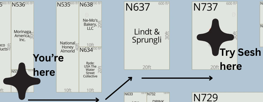 Find us at Booth N737 — floor map with the booth marked